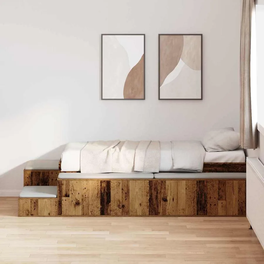 Cadre de lit avec rangement Bois ancien 234 x 103 x 53.5 cm