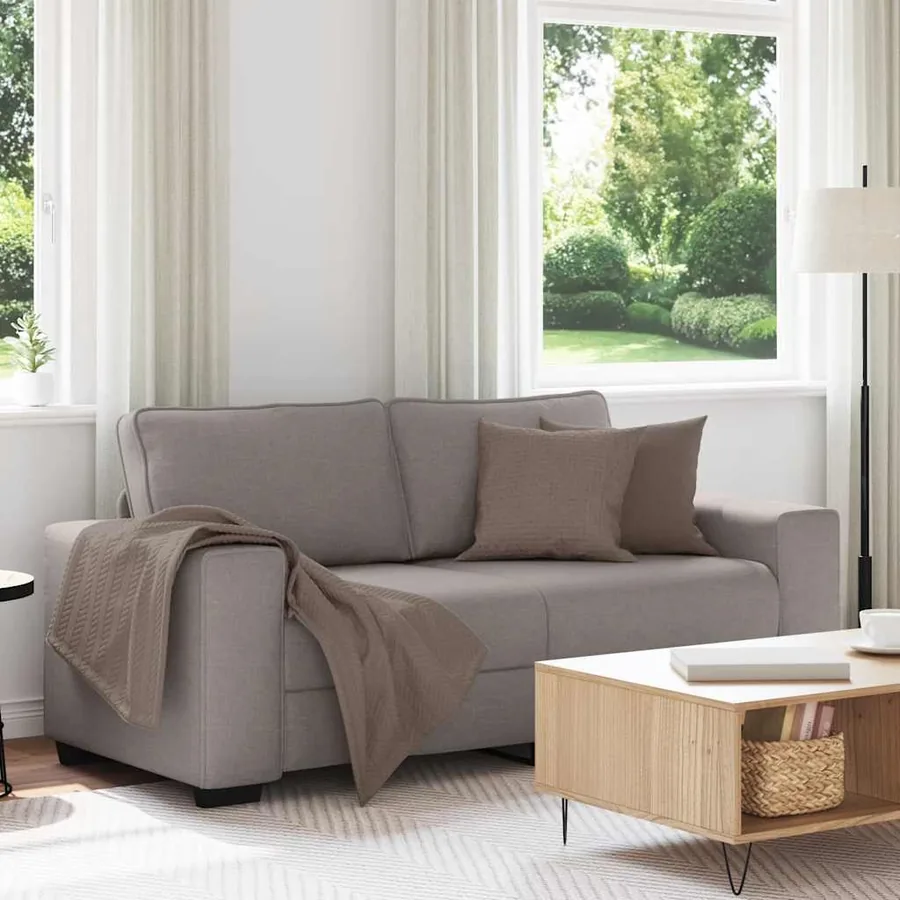 Canapé 2 places taupe 180x77x82 cm en tissu