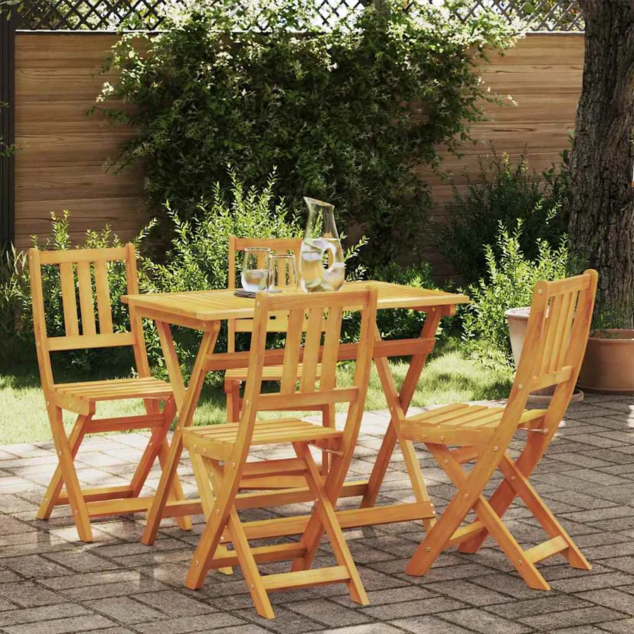 Ensemble bistro de jardin 5 pcs Marron Bois d'Acacia Massif