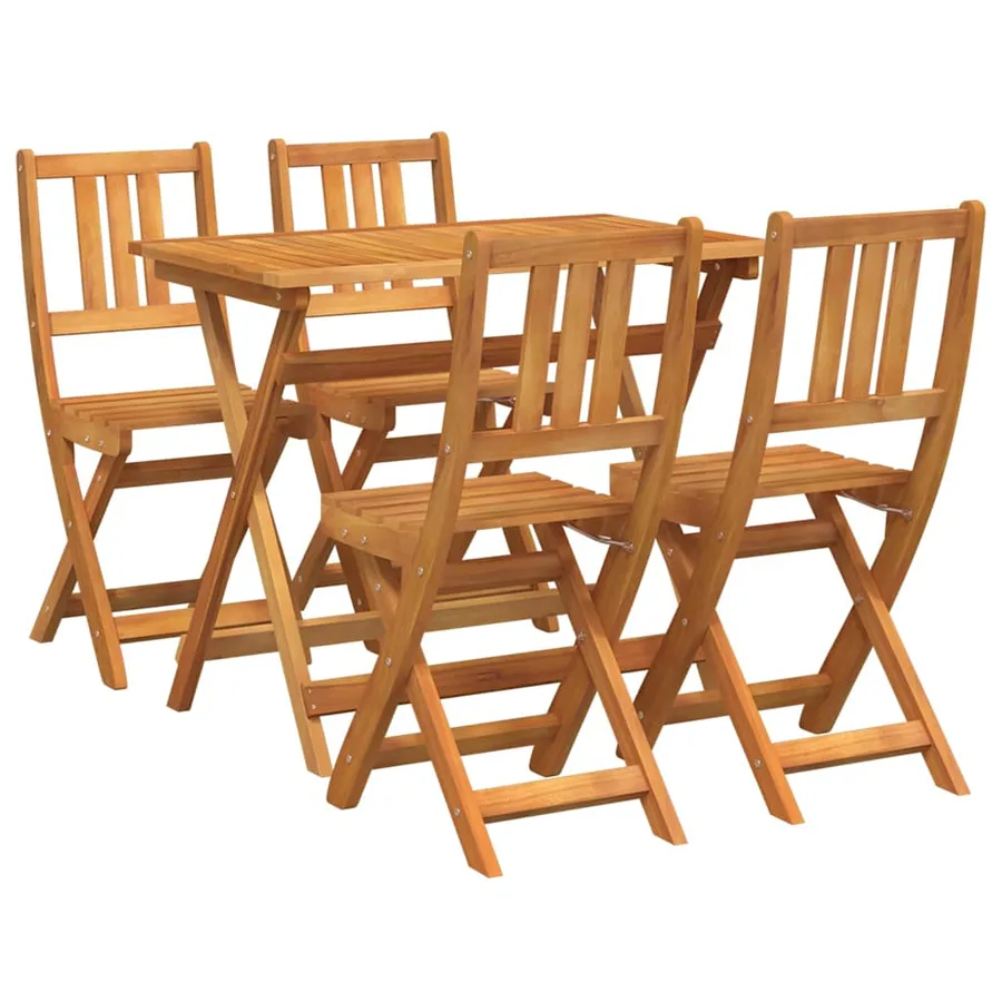 Ensemble bistro de jardin 5 pcs Marron Bois d'Acacia Massif - 2