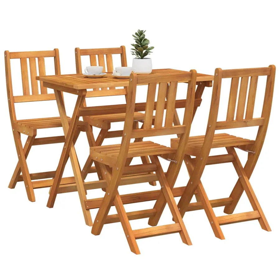 Ensemble bistro de jardin 5 pcs Marron Bois d'Acacia Massif - 3