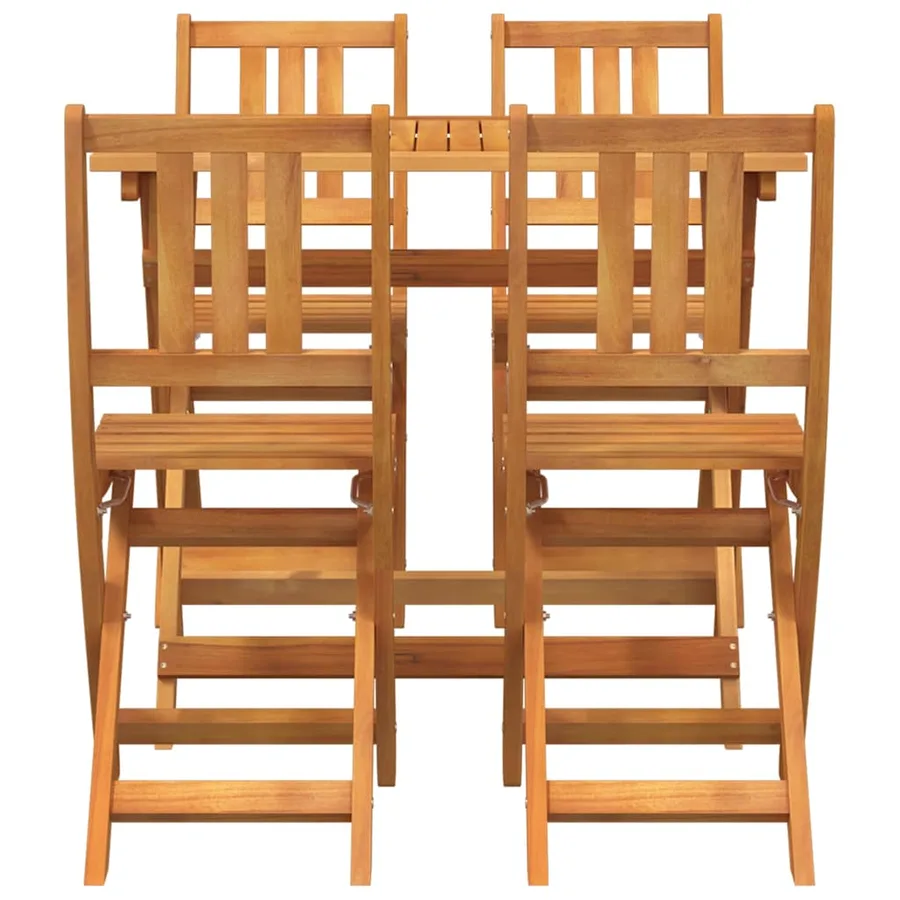 Ensemble bistro de jardin 5 pcs Marron Bois d'Acacia Massif - 7