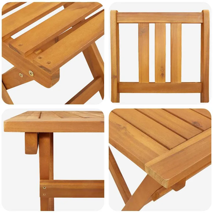 Ensemble bistro de jardin 5 pcs Marron Bois d'Acacia Massif - 9