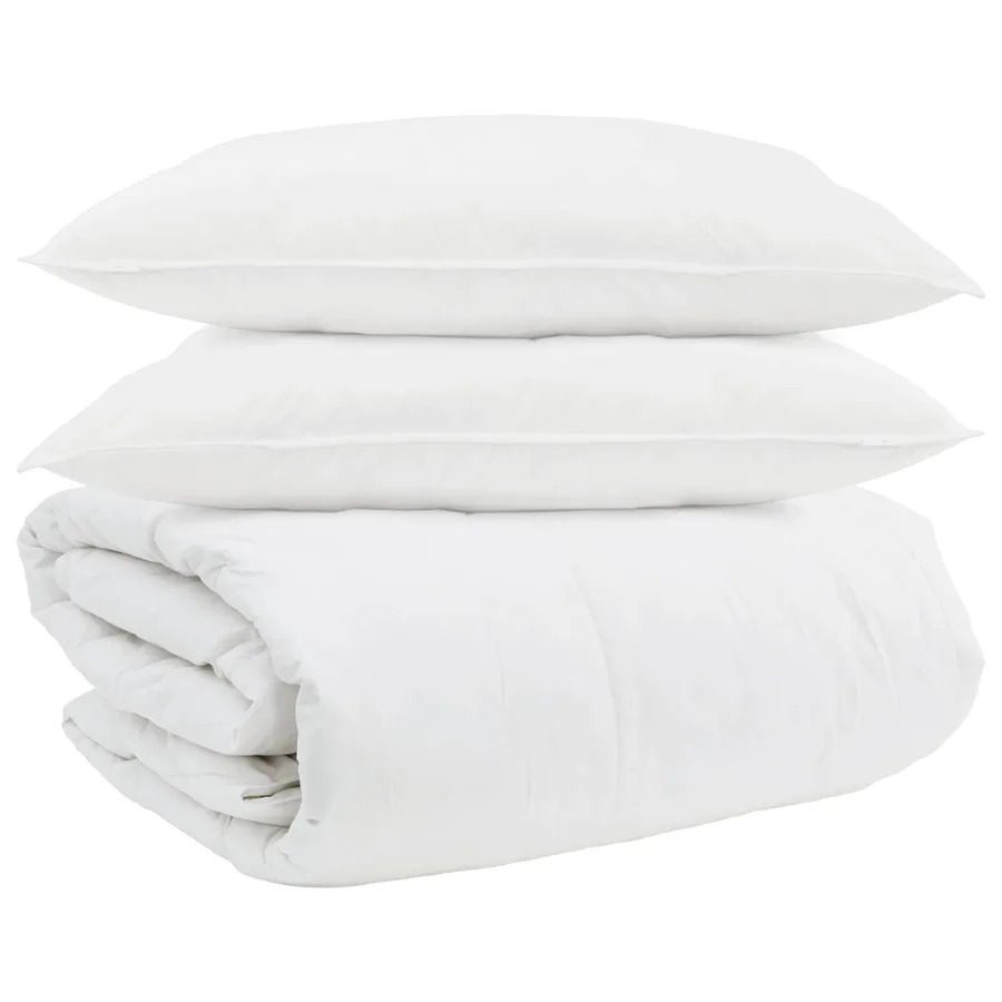 Ensemble de Duvet avec oreiller 3 pcs Blanc Plume de canard - 2