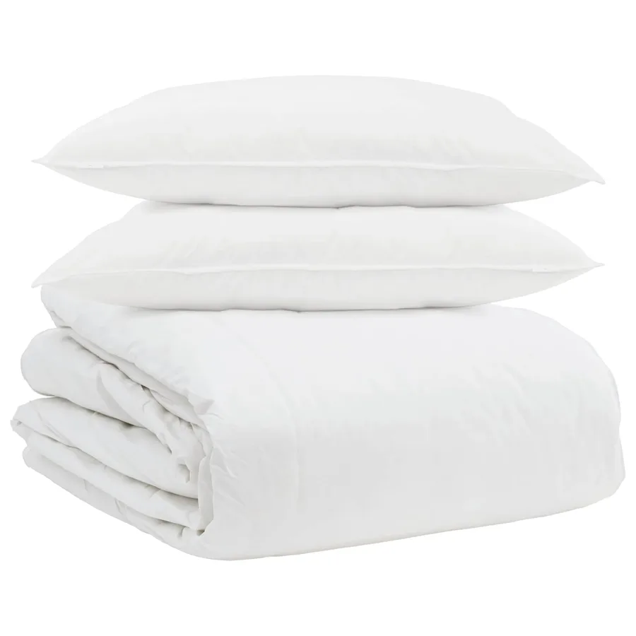 Ensemble de Duvet avec oreiller 3 pcs Blanc Plume de canard - 2