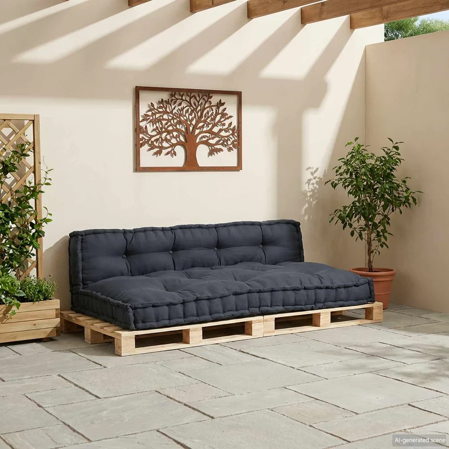 Coussin de canapé sur palette 2 pcs Anthracite 120 x 80 x 38 cm - 3