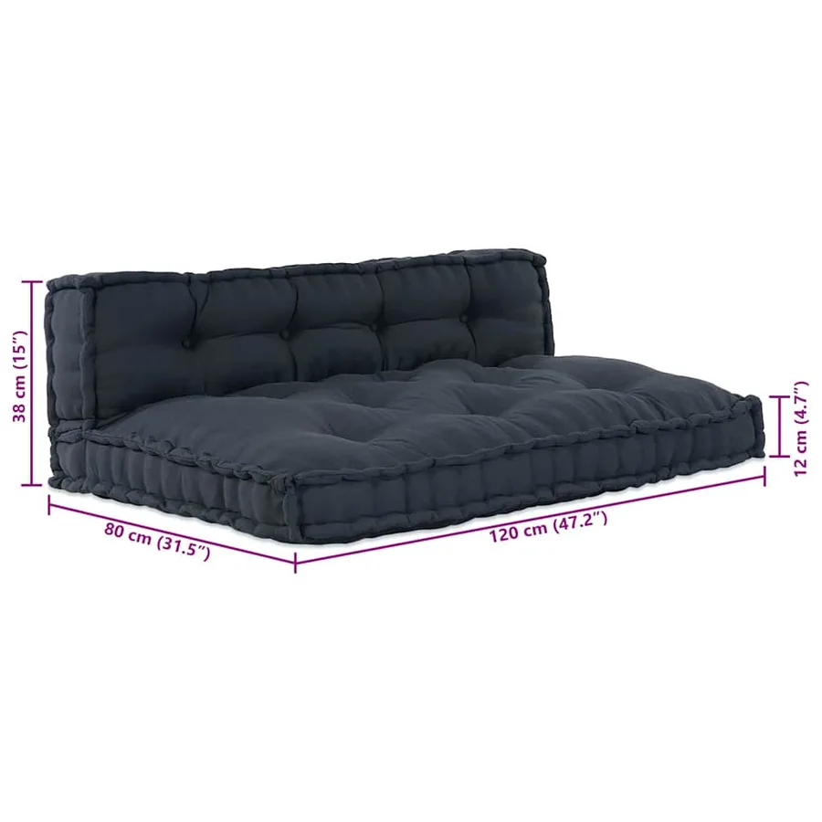 Coussin de canapé sur palette 2 pcs Anthracite 120 x 80 x 38 cm - 8