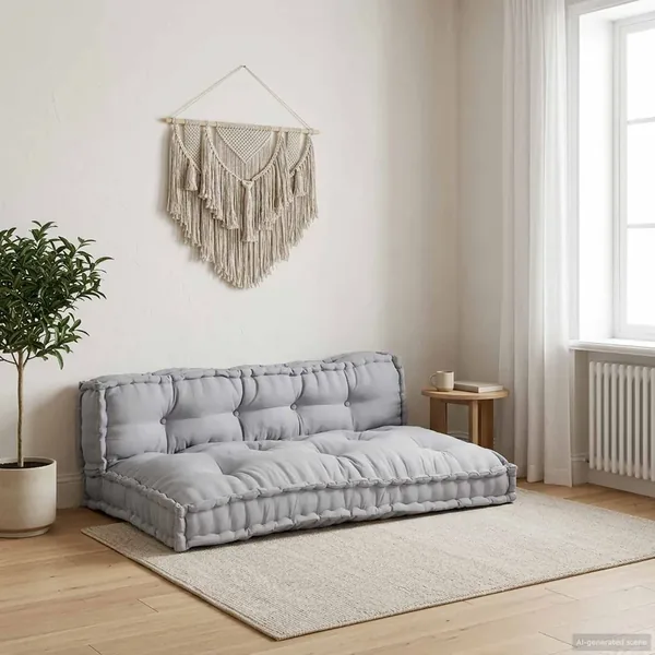 Coussin de canapé sur palette 2 pcs Gris 120 x 80 x 38 cm Tissu