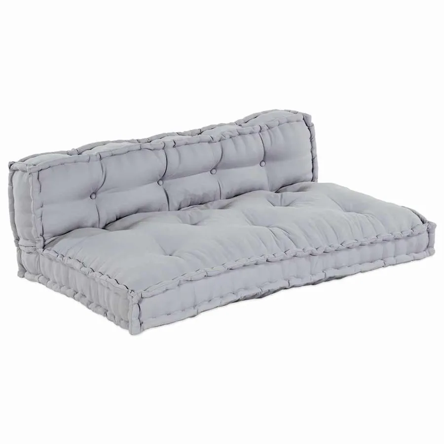 Coussin de canapé sur palette 2 pcs Gris 120 x 80 x 38 cm Tissu - 2