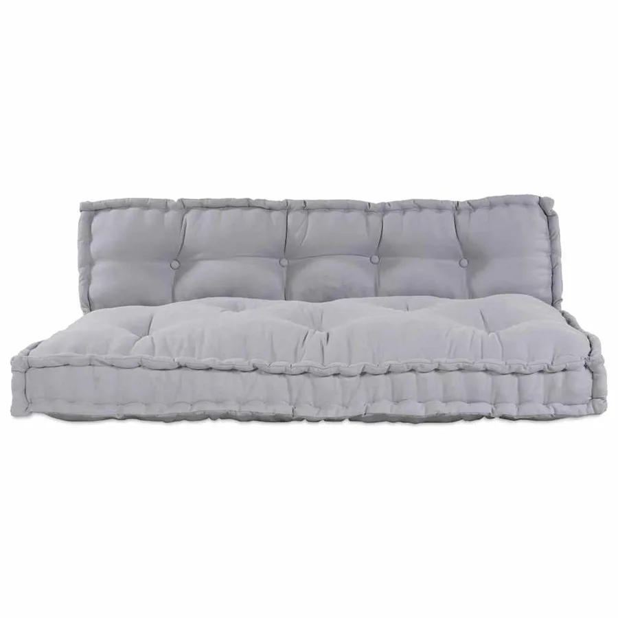 Coussin de canapé sur palette 2 pcs Gris 120 x 80 x 38 cm Tissu - 4