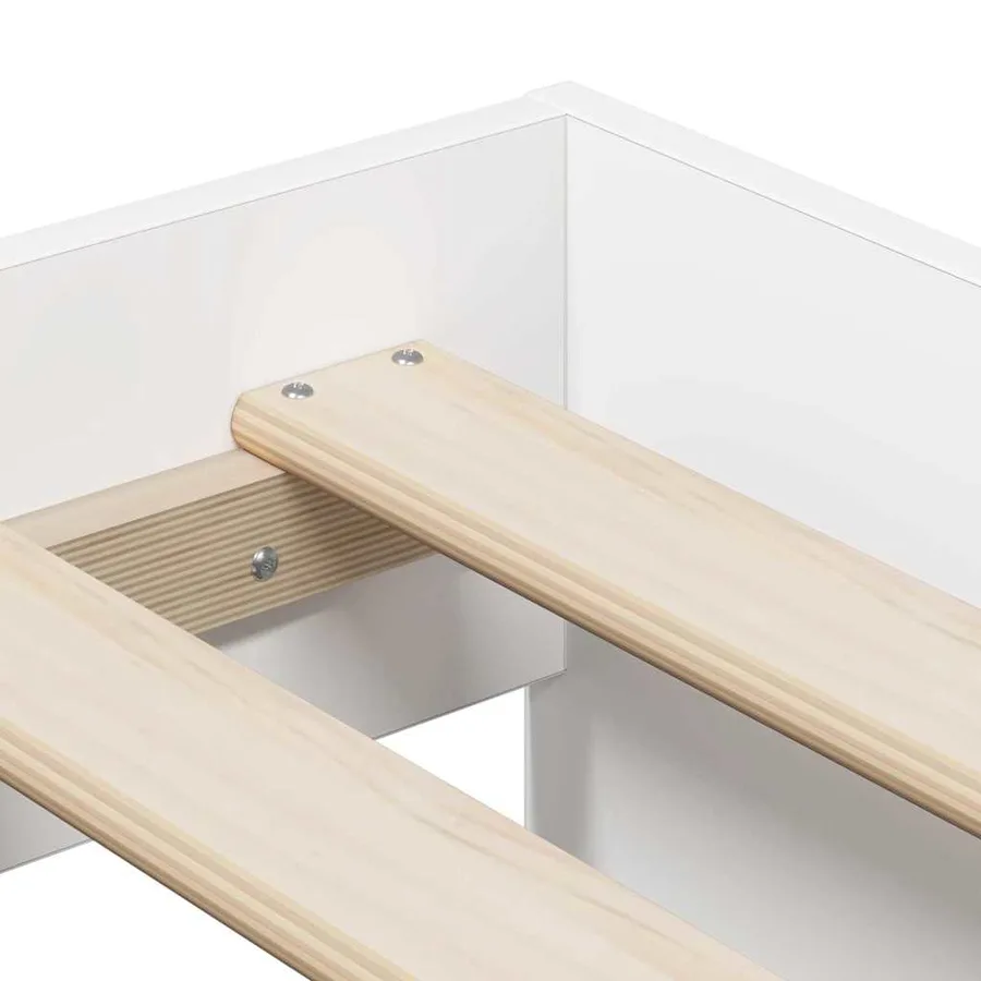 Cadre de lit avec rangement Blanc 90 cm Bois d'ingénierie - 10
