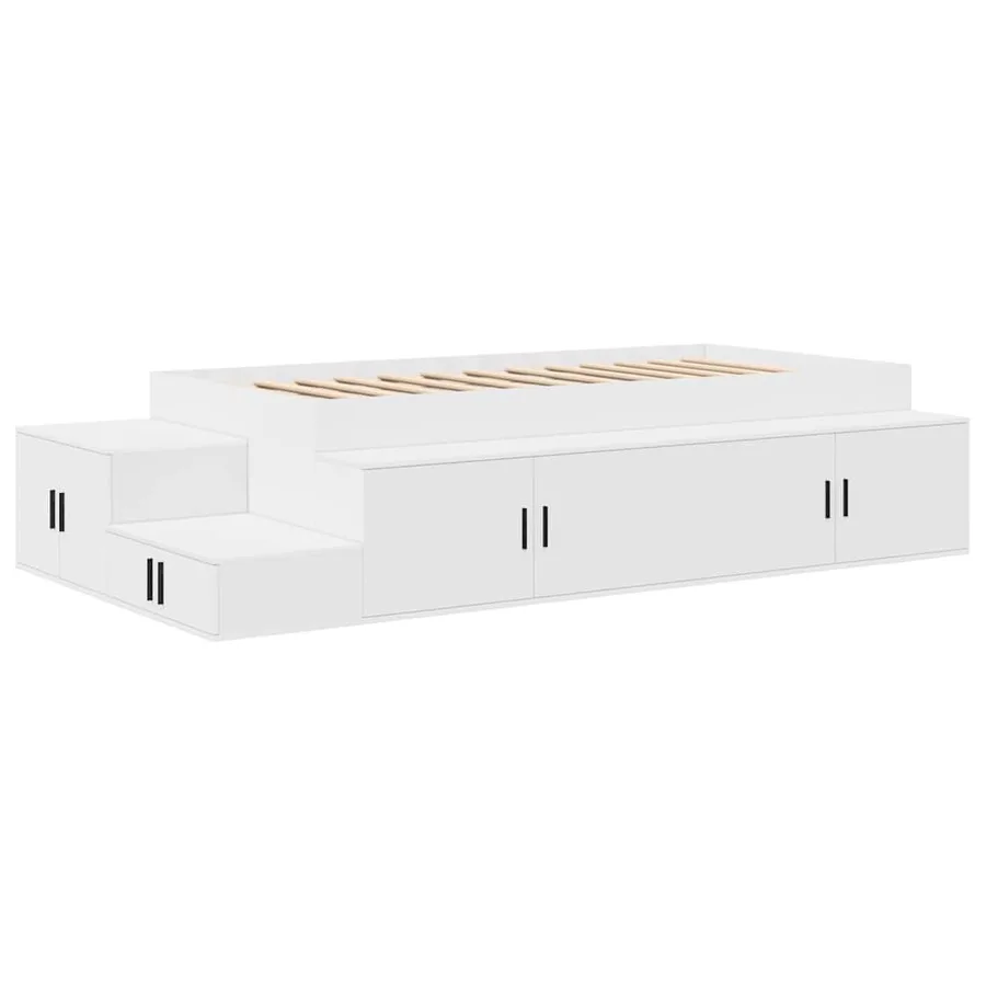 Cadre de lit avec rangement Blanc 90 cm Bois d'ingénierie - 2