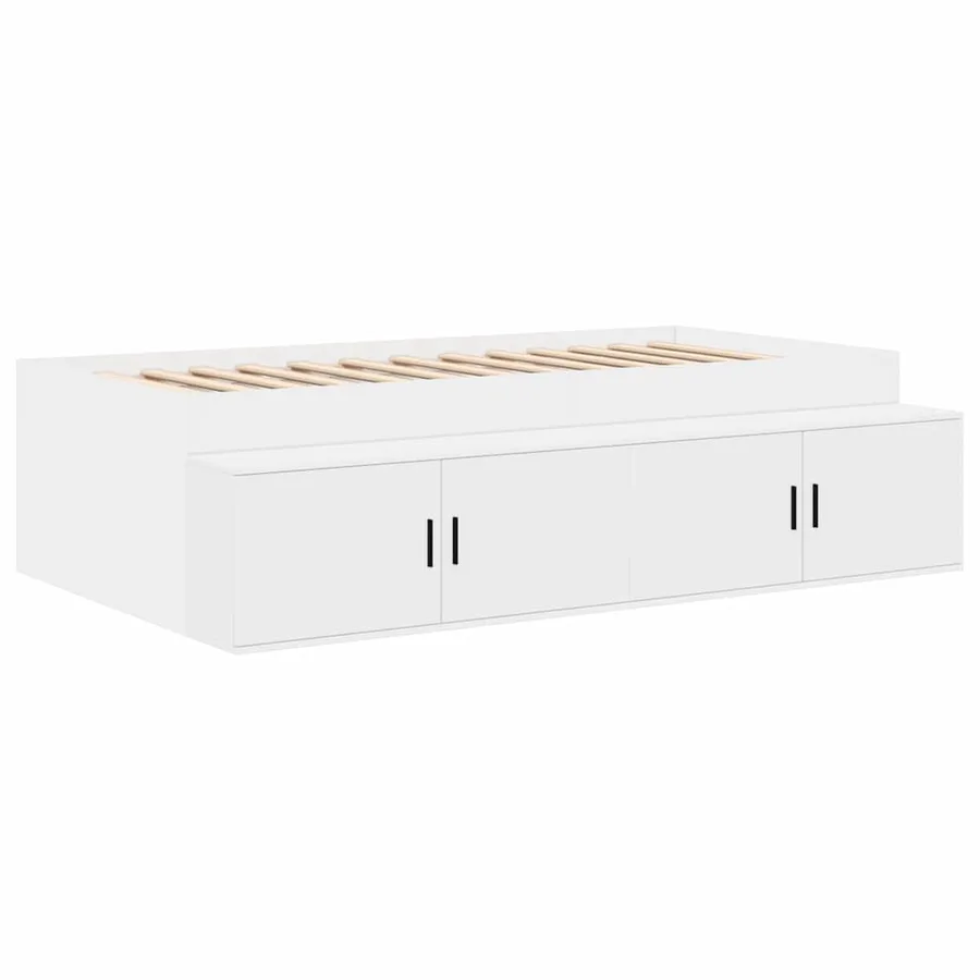 Cadre de lit avec rangement Blanc 90 cm Bois d'ingénierie - 6