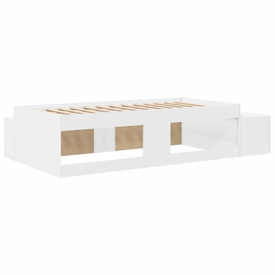 Cadre de lit avec rangement Blanc 90 cm Bois d'ingénierie - 9