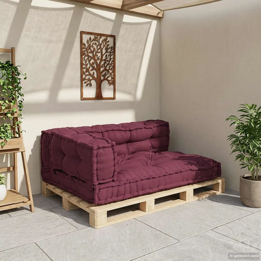 Coussin de canapé sur palette 3 pcs Marron 120 x 80 x 38 cm - 3