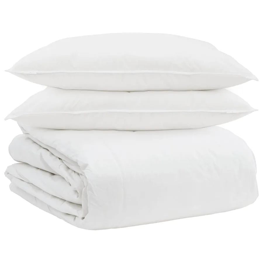 Ensemble de Duvet avec oreiller 3 pcs Blanc Plume de canard - 2