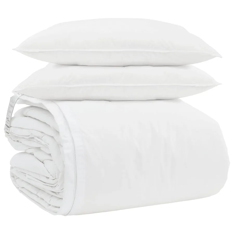 Ensemble de Duvet avec oreiller 3 pcs Blanc Plume de canard - 2
