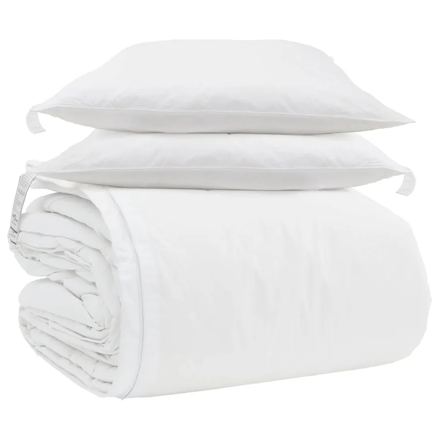 Ensemble de Duvet avec oreiller 3 pcs Blanc Plume de canard - 2