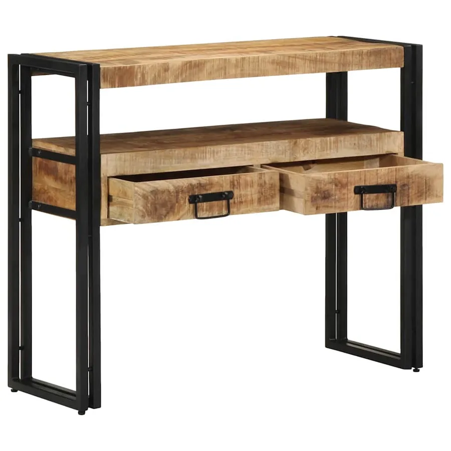 Table console Marron 90 x 33 x 75 cm Bois de mangue massif - 2