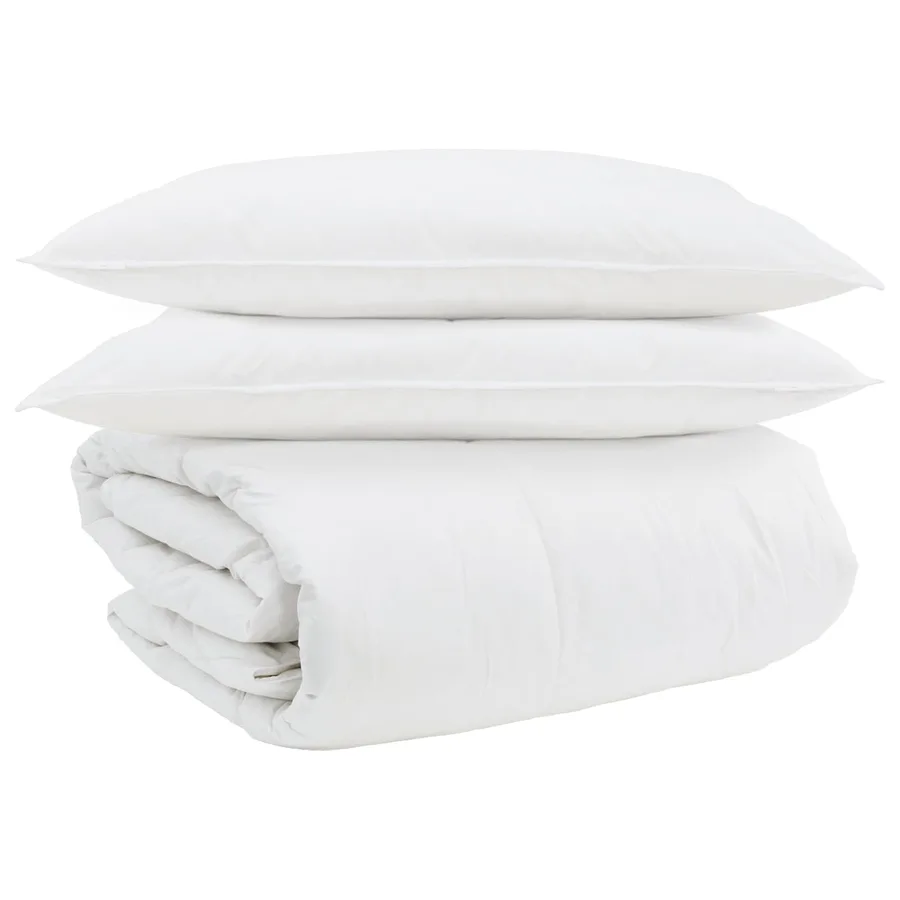 Ensemble de Duvet avec oreiller 3 pcs Blanc Plume de canard - 2