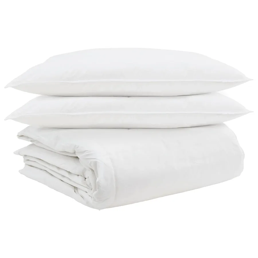 Ensemble de Duvet avec oreiller 3 pcs Blanc Plume de canard - 2