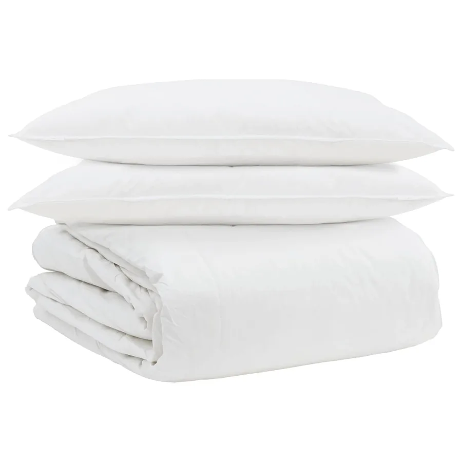 Ensemble de Duvet avec oreiller 3 pcs Blanc Plume de canard - 2