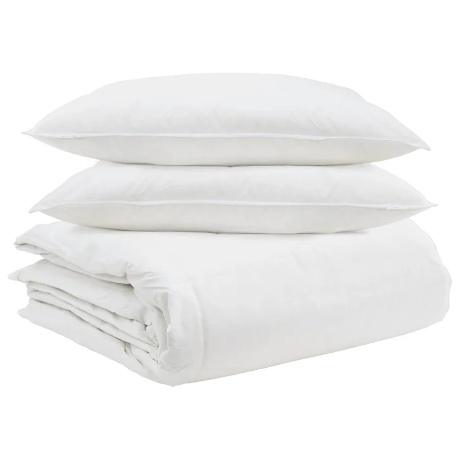 Ensemble de Duvet avec oreiller 3 pcs Blanc Plume de canard - 2