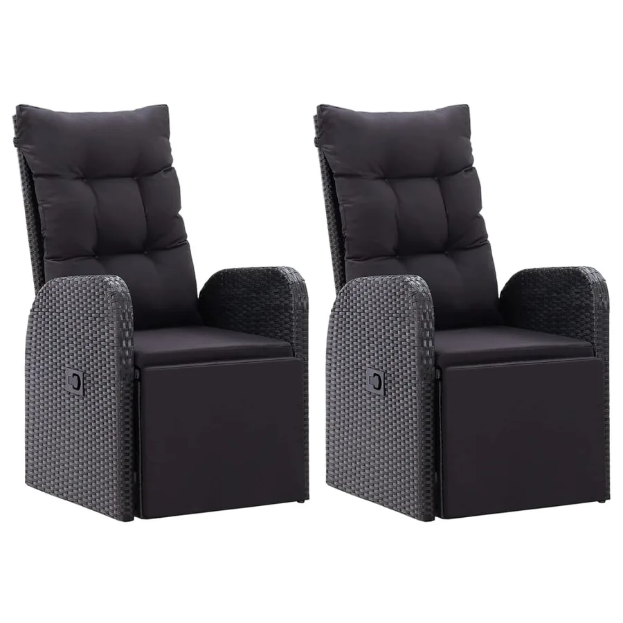 Chaises de jardin inclinables coussins lot de 2 Résine tressée - 2