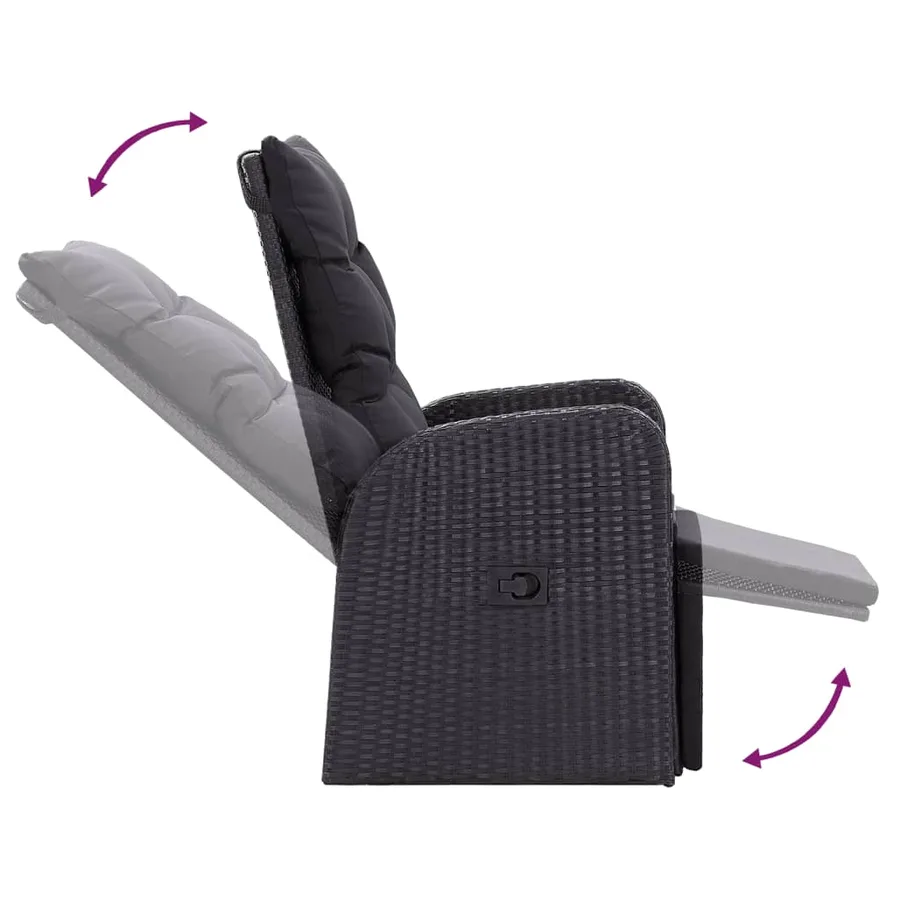 Chaises de jardin inclinables coussins lot de 2 Résine tressée - 9