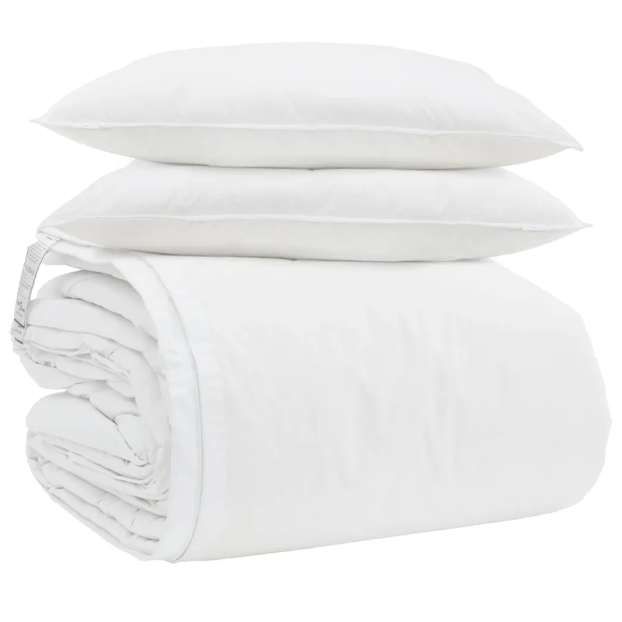 Ensemble de Duvet avec oreiller 3 pcs Blanc Plume de canard - 2