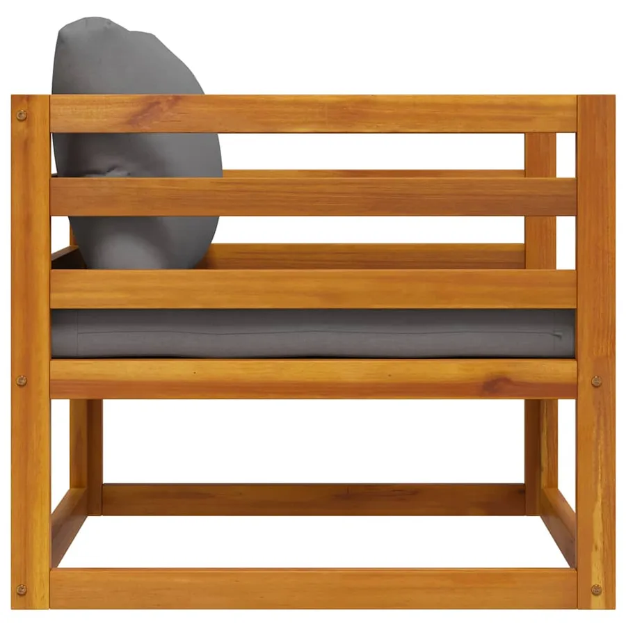 Chaise de jardin avec coussins gris foncé Bois d'acacia massif - 5
