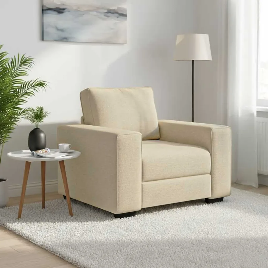 Canapé/Fauteuil crème 100x77x82 cm tissu