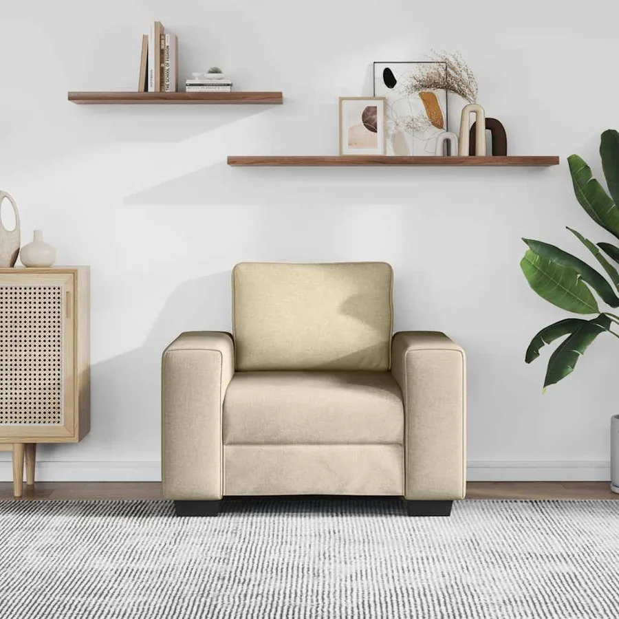 Canapé/Fauteuil crème 100x77x82 cm tissu - 3