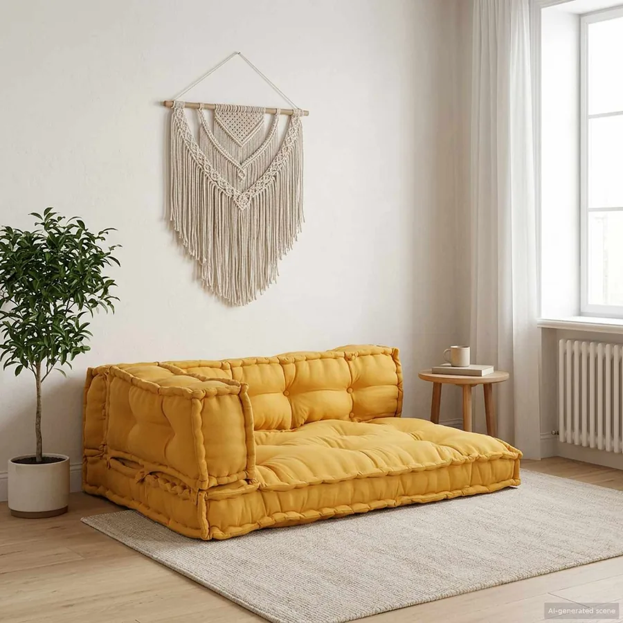 Coussin de canapé sur palette 3 pcs Jaune 120 x 80 x 38 cm