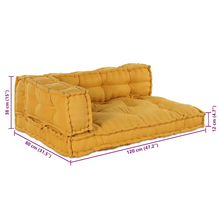 Coussin de canapé sur palette 3 pcs Jaune 120 x 80 x 38 cm - 10