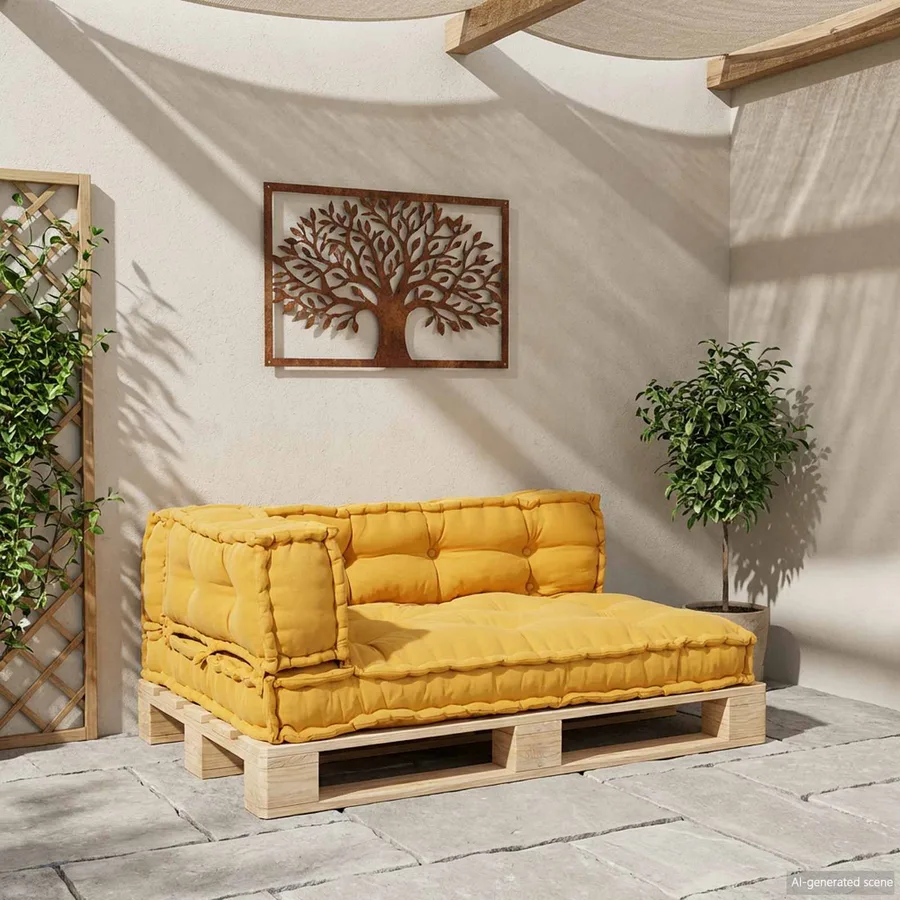 Coussin de canapé sur palette 3 pcs Jaune 120 x 80 x 38 cm - 3