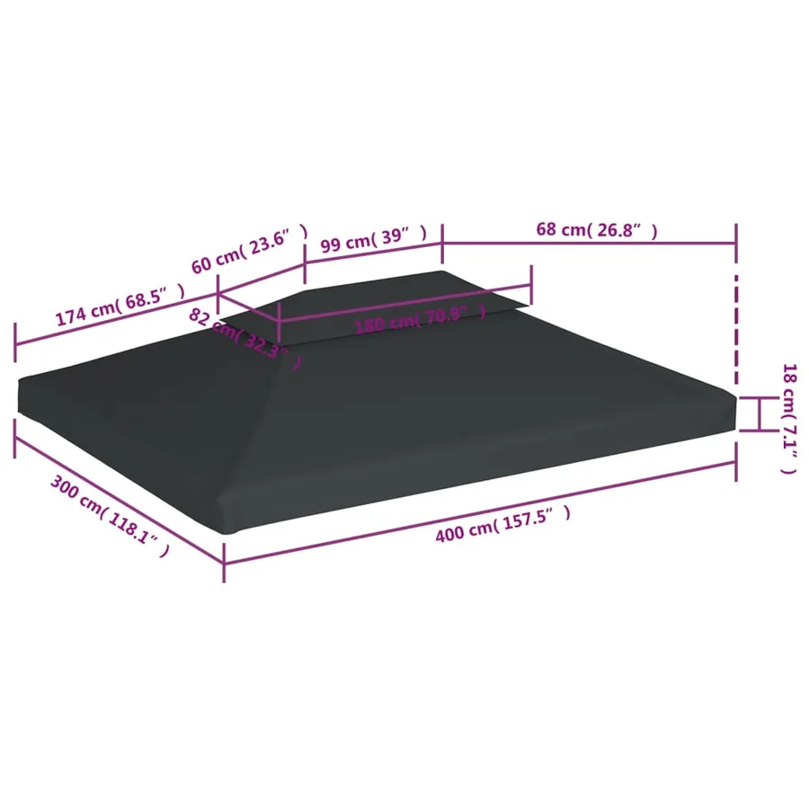 2-tier gazebo top 310 g/m² 4x3 m Anthracite - 6