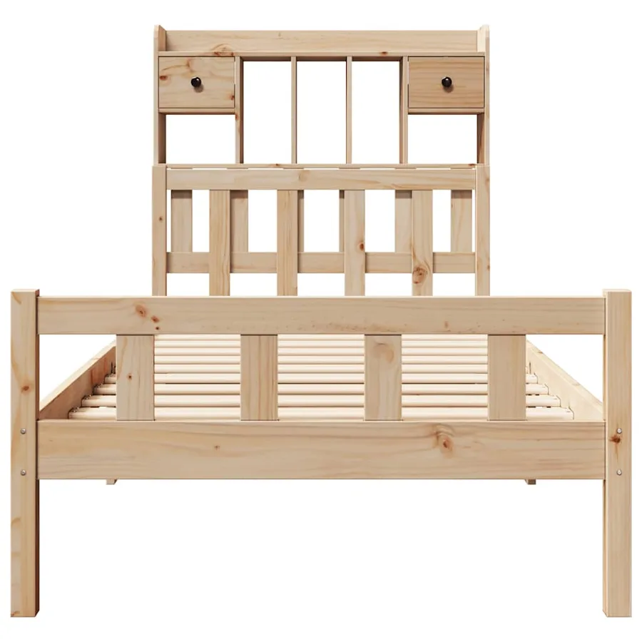 Lit bibliothèque sans matelas 90x190 cm bois de pin massif - 4