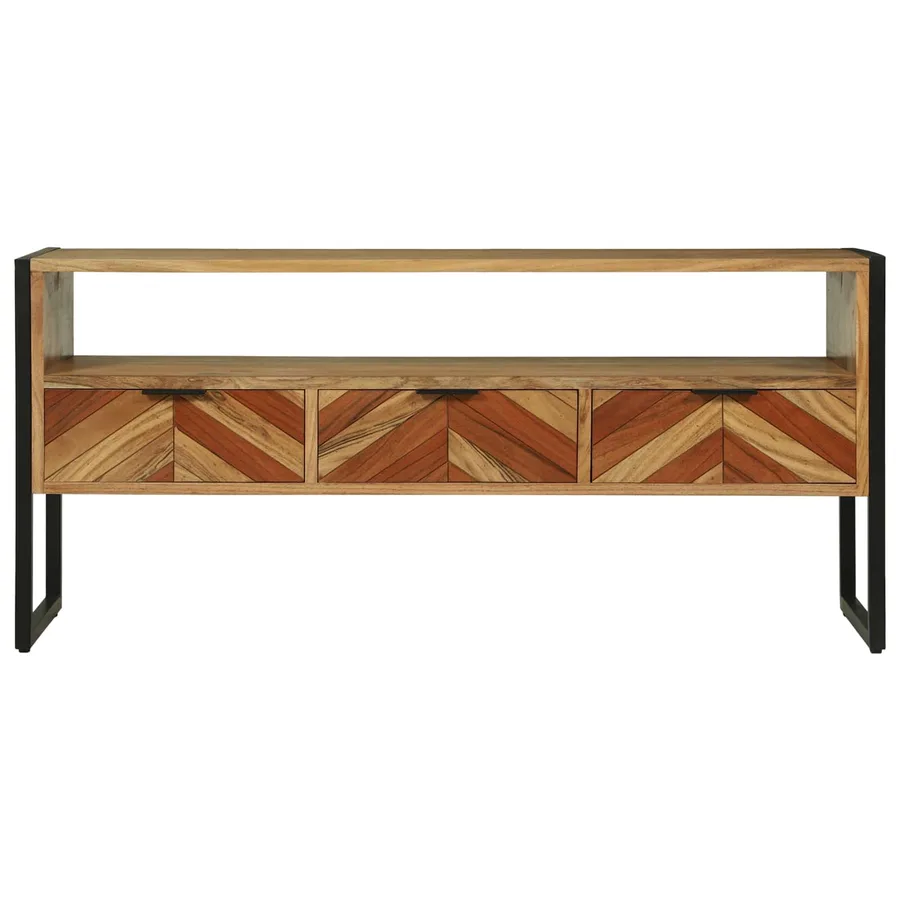 Meuble TV Marron 100 x 35 x 50 cm Bois d'Acacia Massif - 5