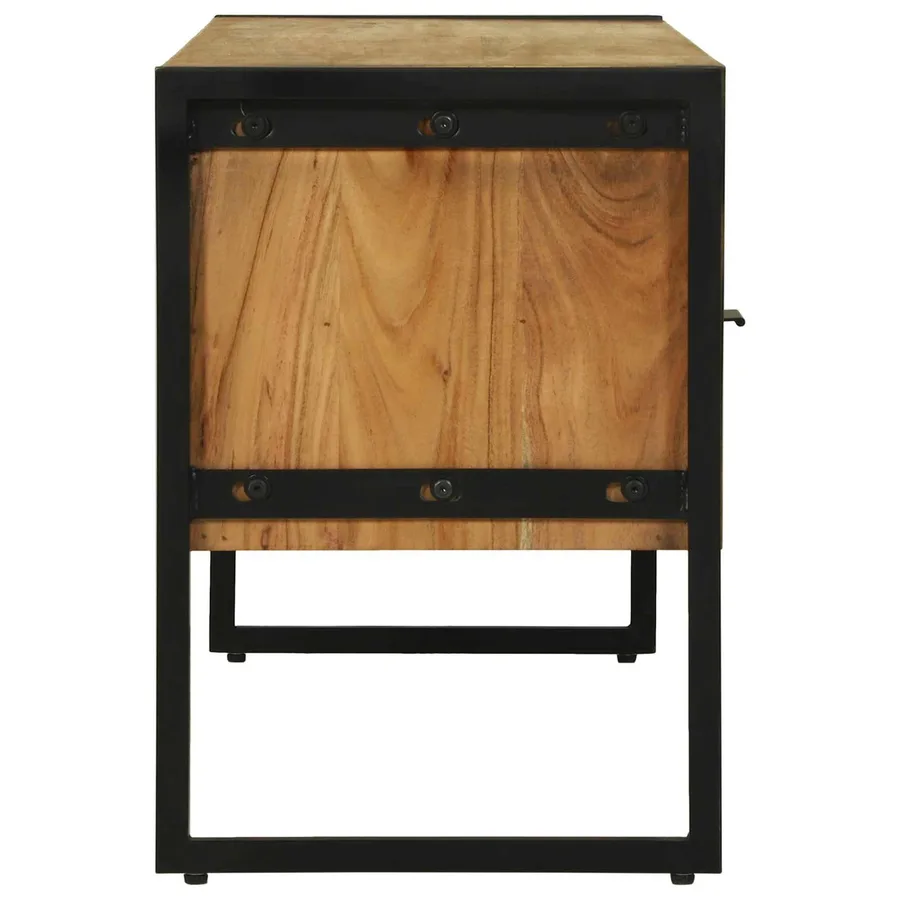 Meuble TV Marron 100 x 35 x 50 cm Bois d'Acacia Massif - 6
