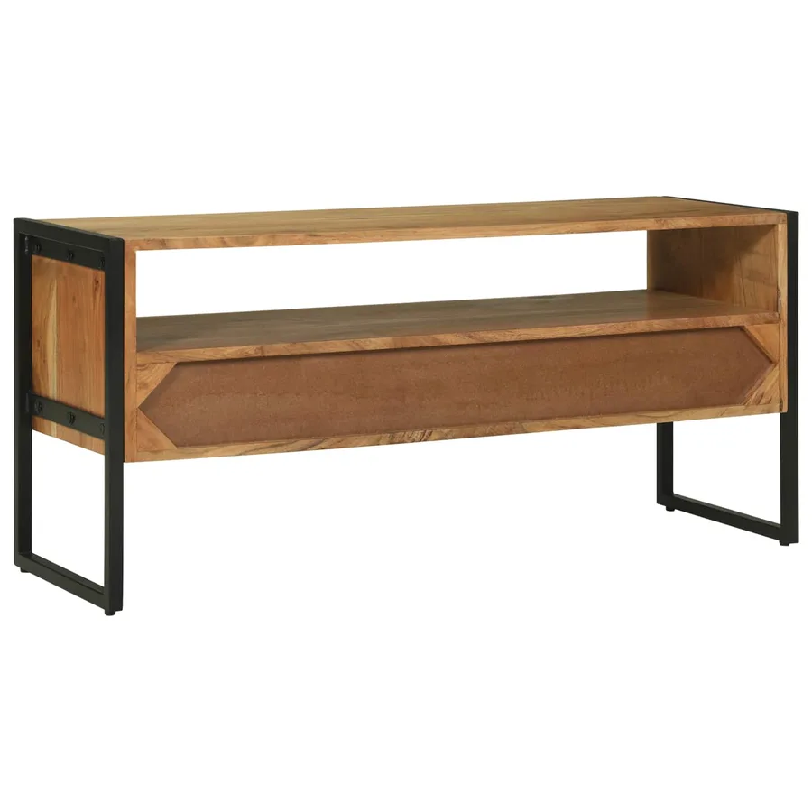 Meuble TV Marron 100 x 35 x 50 cm Bois d'Acacia Massif - 7
