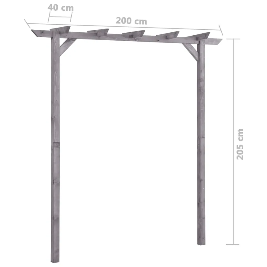 Pergola de jardin Gris 200x40x205 cm Bois de pin imprégné - 5