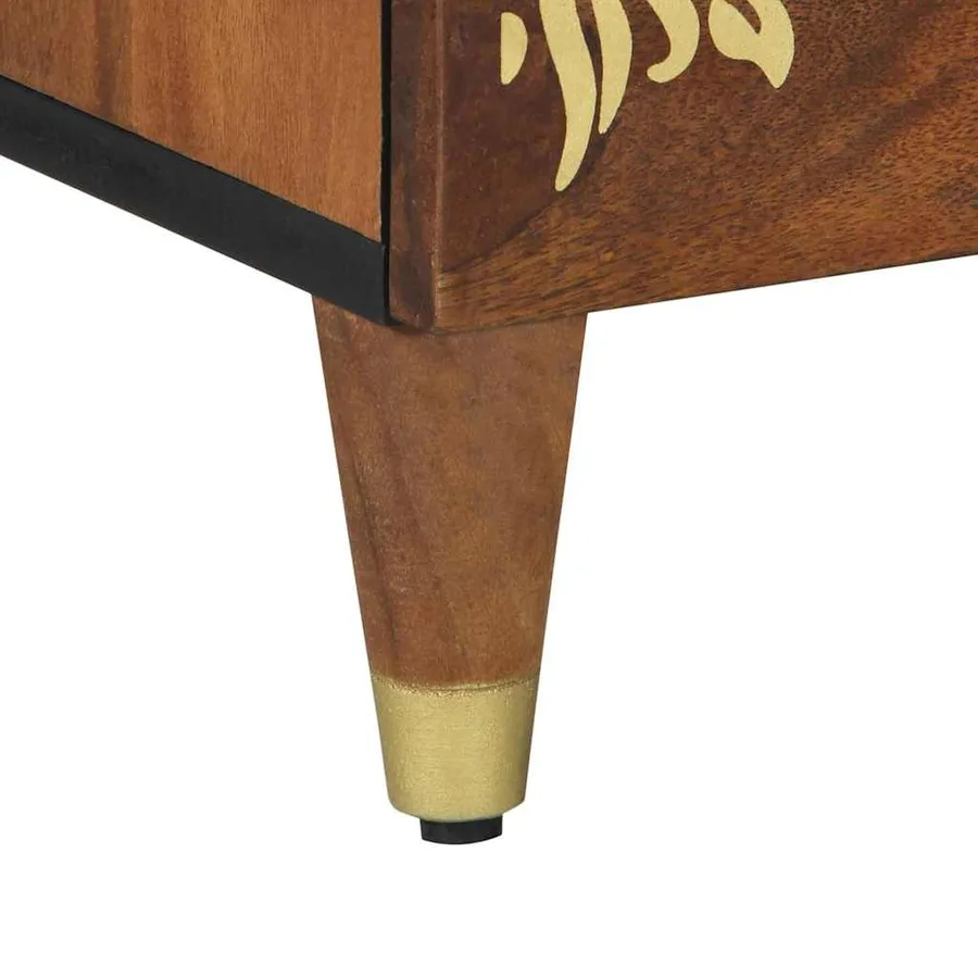 Cabinet de chevet avec tiroir Marron miel 50 x 33 x 62 cm - 8