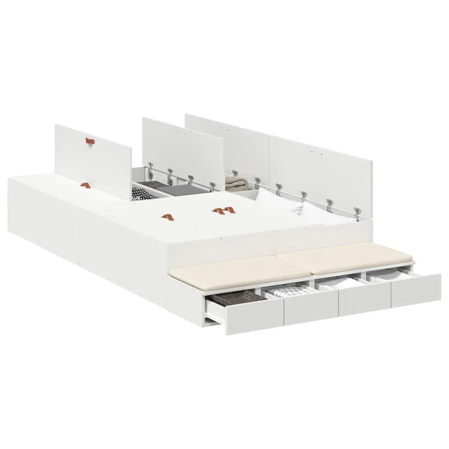 Cadre de lit avec rangement Blanc 120 cm Bois d'ingénierie - 3