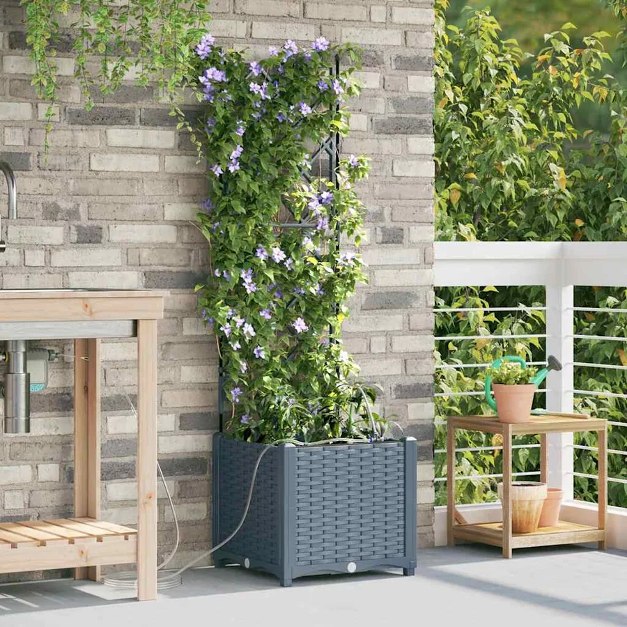 Cache-pot de jardin 2 pc Gris clair 40 x 40 x 142 cm PP