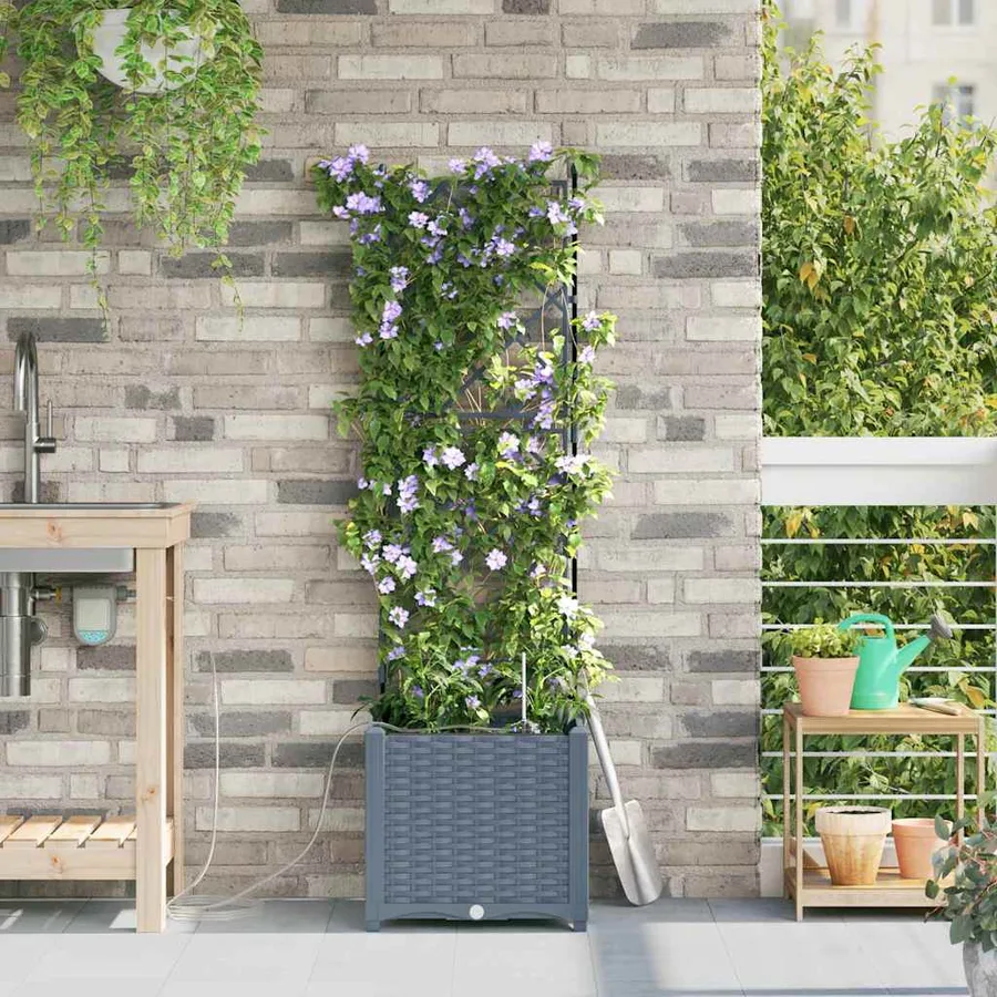 Cache-pot de jardin 2 pc Gris clair 40 x 40 x 142 cm PP - 3