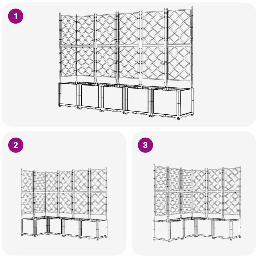 Cache-pot de jardin 5 pc Noir 120 x 120 x 143 cm PP - 9