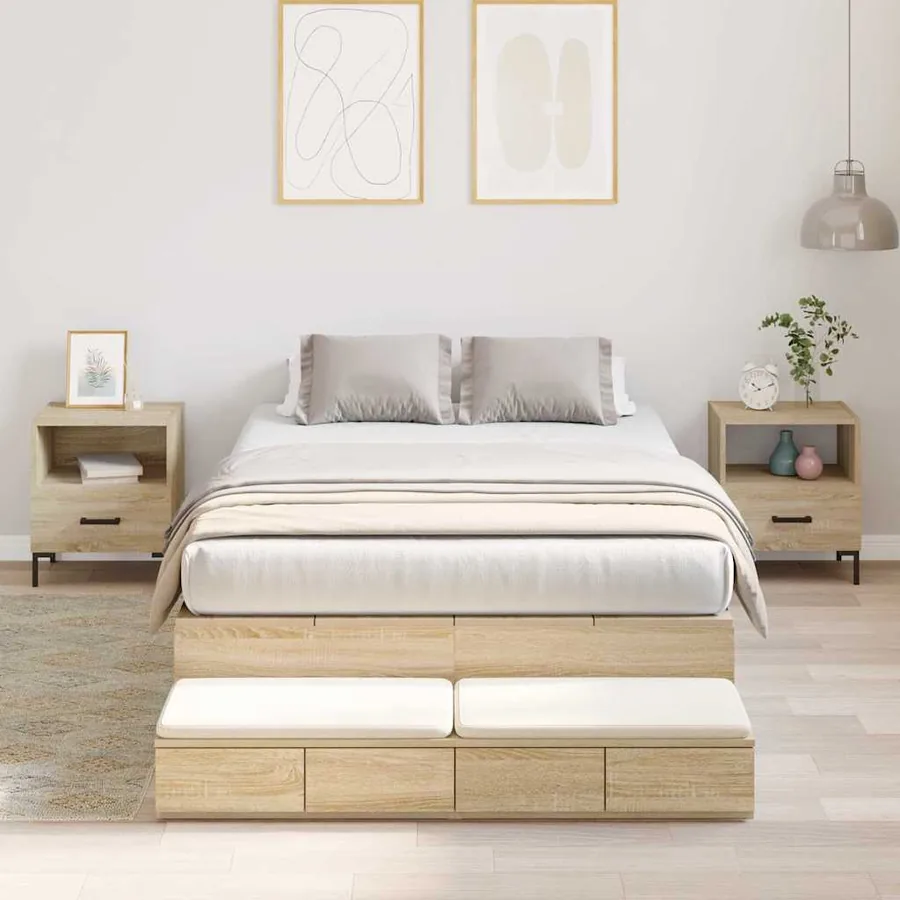 Cadre de lit avec rangement avec tiroir Chêne Sonoma 120 cm