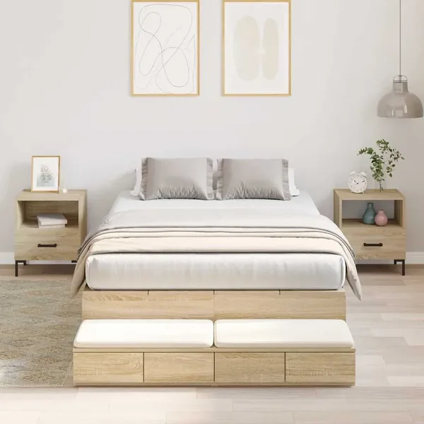 Cadre de lit avec rangement avec tiroir Chêne Sonoma 120 cm