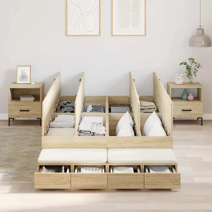 Cadre de lit avec rangement avec tiroir Chêne Sonoma 120 cm - 4